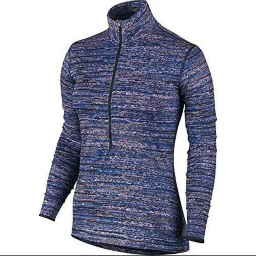 Nike Women`s Pro Warm‎ Half Zip Running Pull Over Purple Sz S